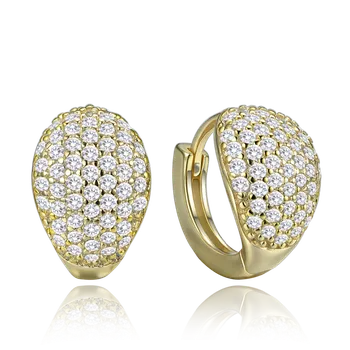 Náušnice 4358 MINET Pozlacené stříbrné náušnice kapky s bílými zirkony