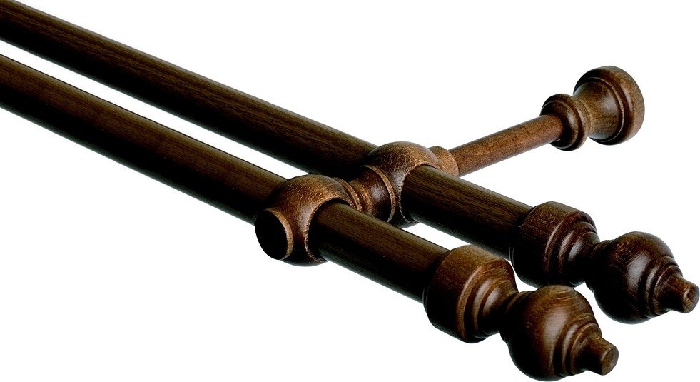 Garnýž dvouřadá 28mm odstín ořech 100 cm (do stěny / na tunýlek - bez kroužků)