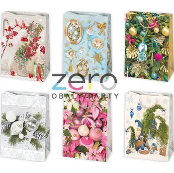 Dárková taška Taška papírová dárková 23x32x11 cm (lak) - vánoční (mix 4)