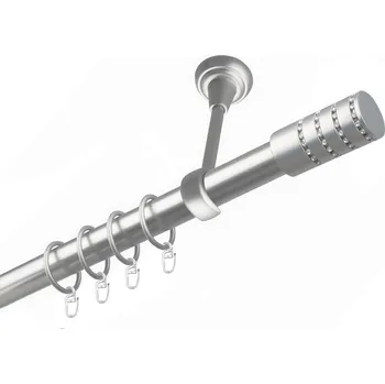 Garnýž Garnýž kovová jednořadá 25mm Cylinder crystal satina 110 cm (do stropu / kroužky s háčkem)