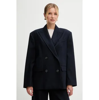 Dámské sako Sako s přídavkem vlny MAX&Co. tmavomodrá barva, oversize, 2526086074200 59X, vel. XS
