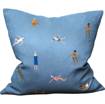 Povlak na dekorativní polštářek Fine Little Day Lněný povlak na polštář Swimmers Blue 48 x 48 cm