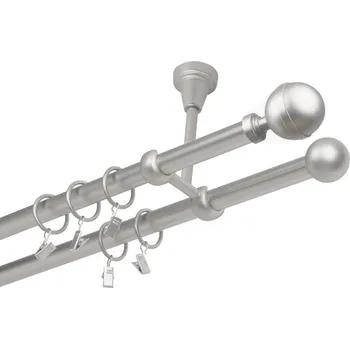 Garnýž Garnýž kovová dvouřadá 16mm Kalisto satina 110 cm (do stropu / kroužky s žabkou)