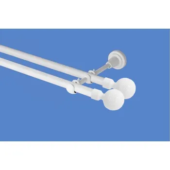 Garnýž Garnýž kovová dvouřadá 19mm Gabi double bílá 100 cm (do stěny / na tunýlek - bez kroužků)