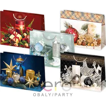 Dárková taška Taška papírová dárková 38x29x10 cm (lak) - vánoční (mix 4)