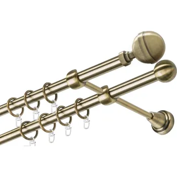 Garnýž Garnýž kovová dvouřadá 19mm Kalisto mosaz 140 cm (do stěny / kroužky s háčkem)