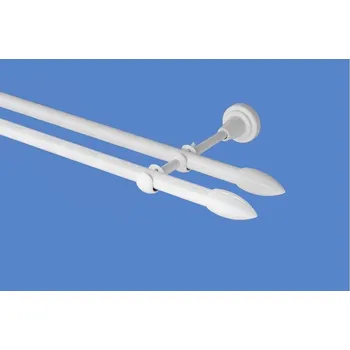 Garnýž Garnýž kovová dvouřadá 16mm Špice double bílá 130 cm (do stěny / na tunýlek - bez kroužků)