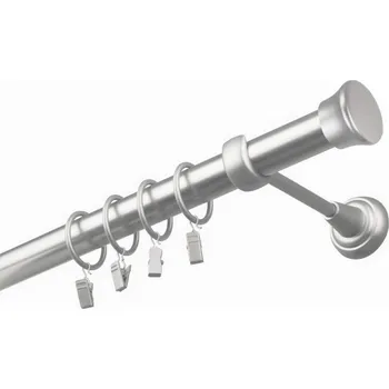 Garnýž kovová jednořadá 25mm Fulda satina 360 cm (do stěny / kroužky s žabkou)