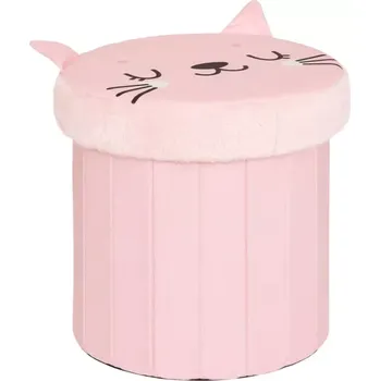 Taburet Dětský úložný pouf Anoki s motivem kočičky
