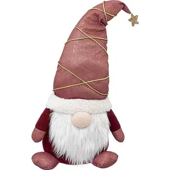 Bytová dekorace Atmosphera vánoční skřítek s červenou čepicí 21 x 14 x 60 cm vícebarevný s červenými doplňky
