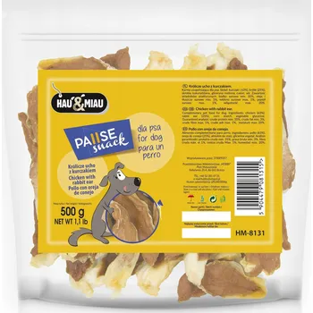 Pamlsek pro psa Hau Miau Králičí ucho s kuřetem pro psy 500g