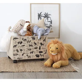 Úložný box Dřevěný box s kolečky - zvířátka