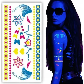 Odstranitelné tetování SAMOLEPKY NA OBLIČEJ TĚLO FESTIVAL FLUORESCENČNÍ OMYVATELNÉ DOČASNÉ TETOVÁNÍ