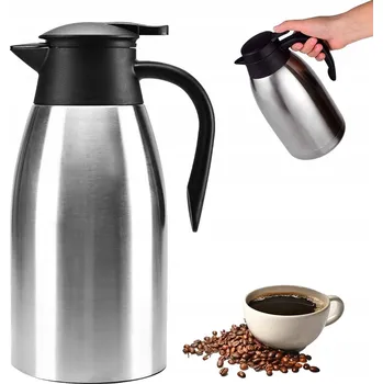 TERMOSKA 2L Z NEREZOVÉ OCELI DVOJITÁ STĚNA VELKÝ OTVOR STŘÍBRNÁ