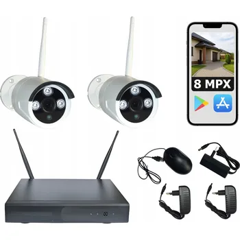 Bezpečnostní kamera BEZDRÁTOVÝ MONITOROVACÍ SET 2 KAMERY 4K 8MPX rekordér APLIKACE