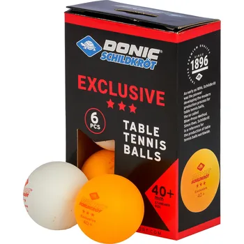 Raketový sport Míčky na stolní tenis SCHILDKROT Exclusive 3-star Poly 40+ 6ks