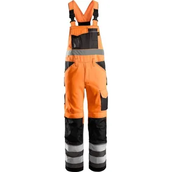 montérky Snickers Workwear | Reflexní pracovní kalhoty s laclem třída 2 oranžové - Oranžová / 50 / 50 / oranžová
