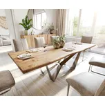 DELIFE Jídelní stůl Edge 240x100 akácie přírodní Spider plochá ocel nerezová ocel Live-Edge