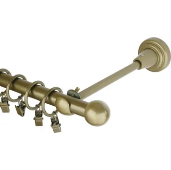 Garnýž Garnýž kovová jednořadá 16mm Koule zlatá antik 350 cm (do stěny / kroužky s žabkou)