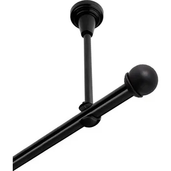 Garnýž Garnýž kovová jednořadá 19mm Todi černá 130 cm (do stropu / na tunýlek - bez kroužků)