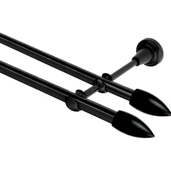 Garnýž Garnýž kovová dvouřadá 16mm Špice Double černá 410 cm (do stěny / na tunýlek - bez kroužků)