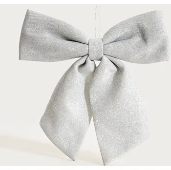 Vánoční dekorace Závěsná mašle | BOWE | stříbrná | 28 cm | 752049