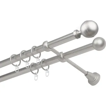 Garnýž Garnýž kovová dvouřadá 19mm Kalisto satina 100 cm (do stěny / kroužky s háčkem)