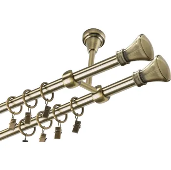 Garnýž Garnýž kovová dvouřadá 16mm Koloseo double mosaz 100 cm (do stropu / kroužky s žabkou)