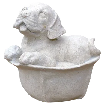 Zahradní dekorace Soška štěňátka v klobouku