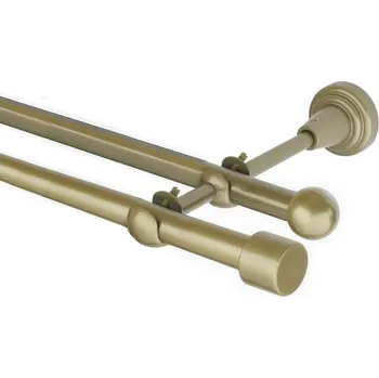 Garnýž Garnýž kovová dvouřadá 16mm Pullo zlatá antik 460 cm (do stěny / na tunýlek - bez kroužků)