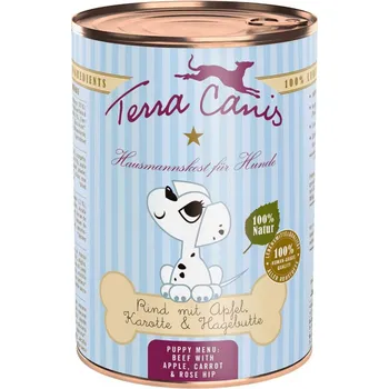 Krmivo pro psa Terra Canis konzerva pro štěňata Hovězí s jablkem, mrkví a šípkem 400g