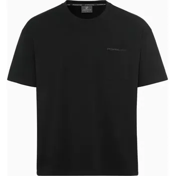 PORSCHE Unisex T-shirt Essential Tričko bavlněné s kulatým výstřihem a kapsičkou černé (Unikátní unisexové tričko s logem a kapsou.)