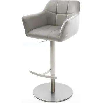 Barová židle DELIFE Barová židle Yulo-Flex samet šedá otočná podnož výškově nastavitelná nerezová ocel