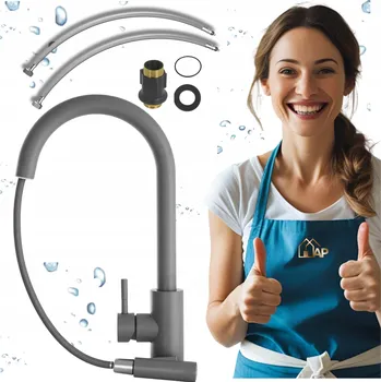 Vodovodní baterie Stojánková kuchyňská baterie APKOMFORT TORA SLIM šedá