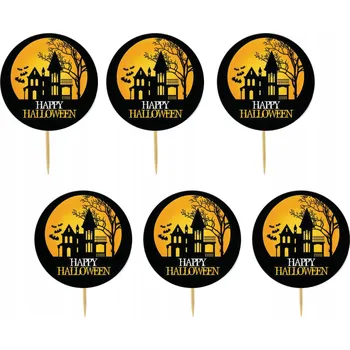 Obraz TOPPER NA DORT A MUFFINY HALLOWEEN DUCHOVÉ DÝNĚ KOČKA SET TOPPERY 6 ks #36