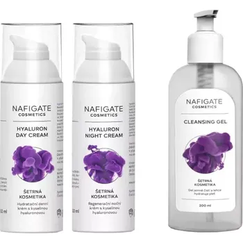 Pleťové sérum Nafigate kyselina hyaluronová denní krém 50 ml + noční krém 50 ml + čistící gel 200 ml