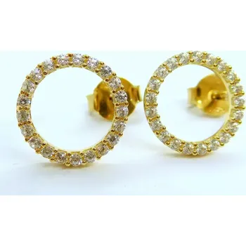 Náušnice Klenoty Budín Dámské peckové zlaté náušnice na puzetku se zirkony kroužky 585/1,42gr HK2356 (Klenoty Budín Dámské peckové zlaté náušnice na puzetku se zirkony kroužky 585/1,42gr HK2356)