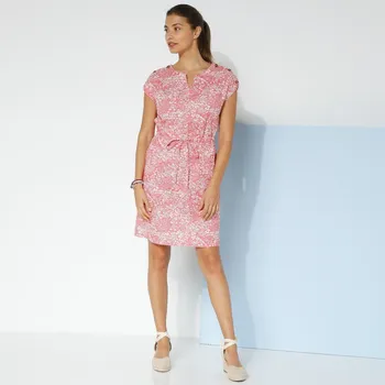 Dámské šaty Šaty s potiskem a knoflíky na ramenou růžové dřevo/režná 50
