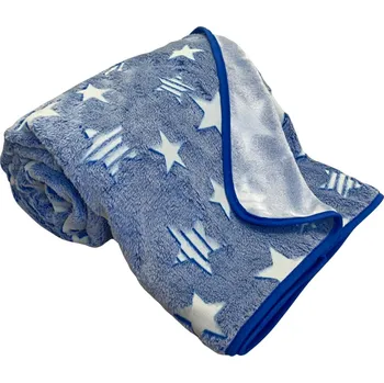 deka SVITAP sleep well Dětská mikroplyšová svítící deka Hvězdy modré 100x150 cm