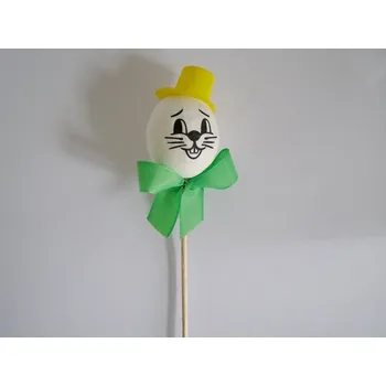 Velikonoční dekorace Zápich na špejli - Zajíček se žlutým kloboukem