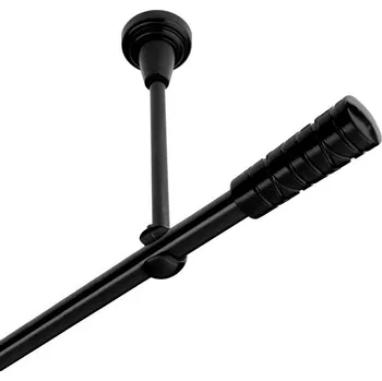 Garnýž kovová jednořadá 16mm Torino černá 100 cm (do stropu / na tunýlek - bez kroužků)