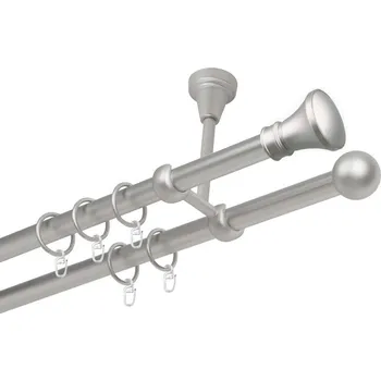 Garnýž Garnýž kovová dvouřadá 19mm Koloseo satina 420 cm (do stropu / kroužky s háčkem)