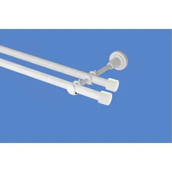 Garnýž kovová dvouřadá 19mm Pullo bílá 120 cm (do stěny / na tunýlek - bez kroužků)