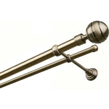 Garnýž Garnýž kovová dvouřadá 25/16mm Paola mosaz 450 cm (do stěny / na tunýlek - bez kroužků)