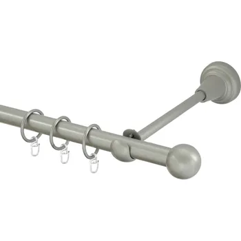 Garnýž Garnýž kovová jednořadá 16mm Koule stříbrná mat 110 cm (do stěny / kroužky s háčkem)