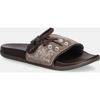 Pánské pantofle Semišové pantofle adidas Adilette Comfort dámské, hnědá barva, JS4597 88X, EUR 37