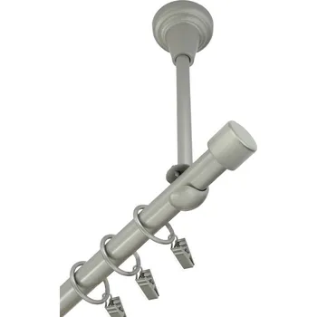 Garnýž Garnýž kovová jednořadá 16mm Pullo stříbrná mat 280 cm (do stropu / kroužky s žabkou)