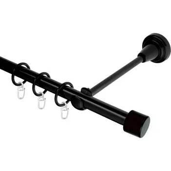 Garnýž Garnýž kovová jednořadá 19mm Pullo černá 100 cm (do stěny / kroužky s háčkem)