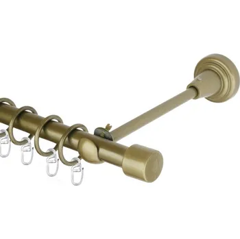 Garnýž Garnýž kovová jednořadá 16mm Pullo zlatá antik 270 cm (do stěny / kroužky s háčkem)