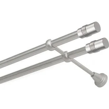 Garnýž kovová dvouřadá 16mm Cylinder double satina 140 cm (do stěny / na tunýlek - bez kroužků)